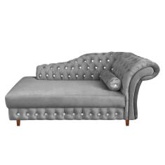 Imagem de Divã Chesterfield Juliette 160cm Pés Chanfrado Grafite