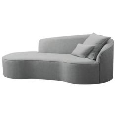 Imagem de Divã Recamier Curvo Sala de Estar Recepção Inglaterra 180cm Lado Esquerdo Bouclé Cinza - Amarena Móveis