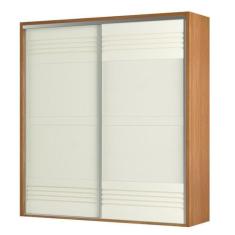 Imagem de Guarda-Roupa 2 Portas De Correr 7 Prateleiras Ripado Freijó/Off White