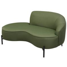 Imagem de Sofá Curvo 02 Lugares 150cm Braço Esquerdo Thommy Pés Preto Linho Verd
