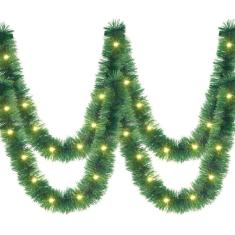 Imagem de Árvore de Natal Garland Kingdder Prelit Tinsel com luzes 5m