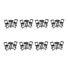 Imagem de Kit 8 Conjuntos De Mesa Bistrô Dobrável Jack Daniel`s Com 2 Banquetas De Madeira Preta - Cor: Preto