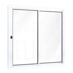 Imagem de Janela de Aço de Correr 100x150cm 2 Folhas com Grade Quadrada e Vidro Riobras Branco