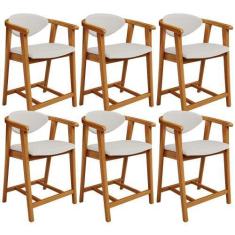 Imagem de Kit 06 Banquetas Baixa Cozinha Sala de Jantar Bancada Cecília L02 Bouc