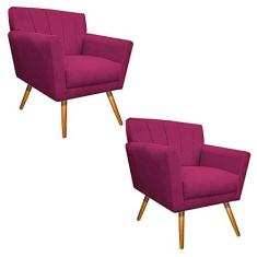Imagem de kit 02 Poltronas Decorativa Laura Palito Mel Suede Pink - Amarena Móveis