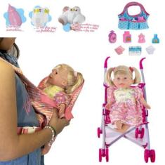 Imagem de Boneca Bebê Faz Xixi Rafaeli Menina Com Fralda E Acessórios - Milk Bri