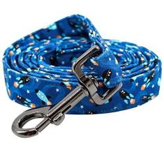 Imagem de Rainbow Coleira para cães com estampa de foguetes, macia e durável, coleira forte para animais de estimação com alça de algodão para cães pequenos, médios e grandes