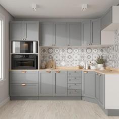 Imagem de Cozinha Modulada 7 Peças Com Tampo 3 Aéreos 3 Balcões E Torre Quente A