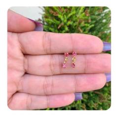 Imagem de Brinco Infantil Pedrinha Antialérgico Banhado À Ouro 18K - Andreia Bra