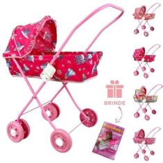 Imagem de Carrinho De Boneca Berço Rosa Passeio Luxo Bebê Reborn Infantil Presen