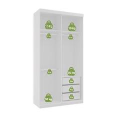 Imagem de Guarda Roupas Modulado Solteiro 120cm 2 Portas De Correr 100% Mdf Roya