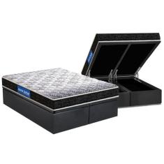 Imagem de Cama Box Baú King: Colchão Espuma Probel D23 Guarda Costas Super Resistente + Base CRC Suede Gray(193x203)