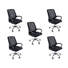 Imagem de Kit 5 Cadeiras De Escritório Esteirinha Mesh Ergonômica Preto