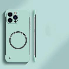 Imagem de Capa de telefone magnética sem moldura ultrafina e rígida para PC para iPhone 15 14 Pro Max 13 12 Mini 11 Pro Max Capa sólida de cor fosca, hortelã, para iPhone 13 Pro