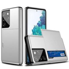Imagem de Capa de suporte para slots de cartão deslizante para Samsung Galaxy S21 S30 S20 FE Note 20 Ultra 10 9 8 S10 5G S9 S8 Plus S10E S21   Capa Funda, branca, para Galaxy S20 Ultra