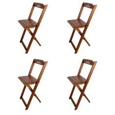 Imagem de Kit 4 Banquetas Bistrô Dobrável Madeira Hei Imbuia