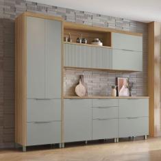 Imagem de Cozinha Completa Marquesa 7 Portas 6 Gavetas 100% Mdf Verde/Nature - N