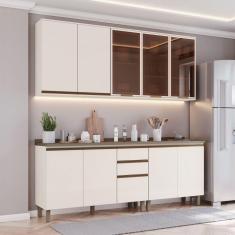 Imagem de Cozinha Compacta Reflecta 10 Portas 2 Gavetas com Vidro 100% Mdf Off White - Henn