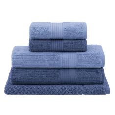 Imagem de Jogo Toalhas Banho Buddemeyer 5p Fio Penteado Azul 0126