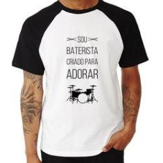 Imagem de Camiseta Raglan Sou Baterista Criado Para Adorar - Foca Na Moda