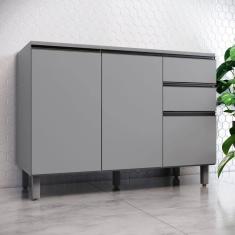 Imagem de Balcão Pia 2 Portas 3 Gavetas 120 cm Diva Cinza