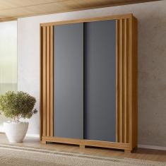 Imagem de Guarda Roupa Casal 2 Portas Ripado 3 Gavetas Colorado - Freijó - Cinza