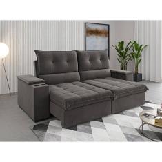 Imagem de Sofá 4 Lugares Horus Bipartido 230cm Retrátil e Reclinável com Porta Copos Grafite