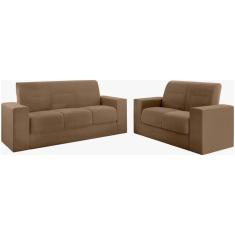 Imagem de Sofá Mamflex 1050 Recife 3 e 2 lugares em tecido veludo Choco