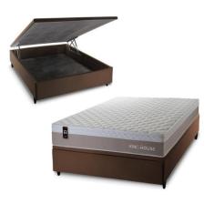 Imagem de Conjunto Box Baú Sheffield Bege 138x188x72 c/ Molas Ensacadas - King H