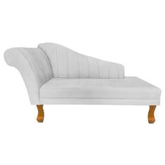 Imagem de Recamier Divã Para Sala Cecilia Pés Retro Castanho 1.60cm Corano Branc