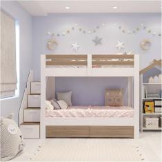 Imagem de Beliche Infantil/juvenil Star Plus com 2 Gavetas Branco/montana - Casatema Branco/Montana