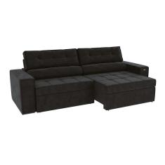 Imagem de sofá 4 lugares retrátil e reclinável lanus veludo preto 270 cm