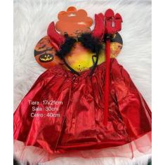 Imagem de Kit tiara com Fantasia Diabinha Festa Halloween Cosplay infantil 2-5an