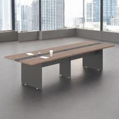 Imagem de Mesa De Reunião 8 Lugares Com Faixa Bari Noce Preto