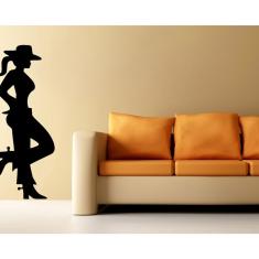 Imagem de Adesivos Silhueta Mulher E Cowboy Na Parede