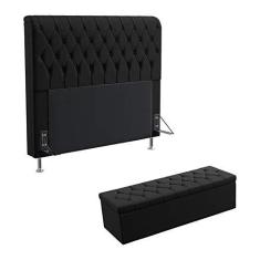 Imagem de Kit Cabeceira Bellatrix 195 Para Cama King e Calçadeira Sagitarius Sued  Aradecor