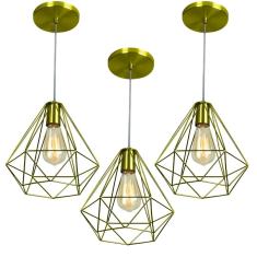 Imagem de Kit 3 Pendentes Diamante Aramado Grande 