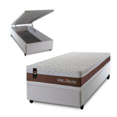 Imagem de Conjunto Box Baú Venice Marrom 88x188x67 c/ Molas Ensacadas