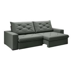 Imagem de Sofá 3 Lugares Retrátil e Reclinável Flexforma Premier Veludo Cinza 230 cm