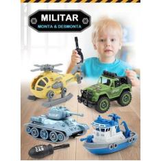 Imagem de Brinquedos Kit De 4 Carrinho Com Creative Diy Assemble Funny Tank Plan