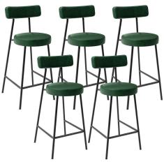 Imagem de Kit 05 Banquetas Baixa Para Cozinha Sala De Jantar Bancada Milão L02 Facto Verde Musgo