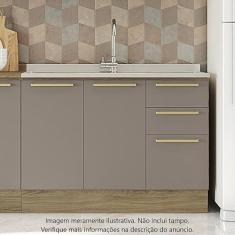 Imagem de Balcão Para Pia Sem Tampo 120 Cm 2 Portas 3 Gavetas 1 Prateleira Organizador Cozinha Marrom Cinza
