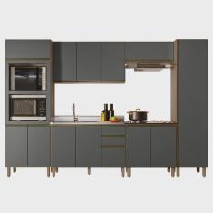 Imagem de Armário de Cozinha 6 Peças e Pia 120cm Jessy N03 Carvalho/Grafite - Mpozenato