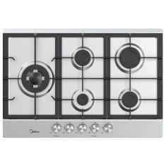 Imagem de Cooktop 5 Bocas A Gás Midea Inox Com Mega Chama CYB5B Bivolt