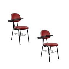 Imagem de Kit 2 Cadeiras Com Porta Livros Universitária Ecoflex Vermelho