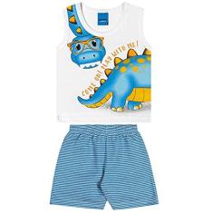Imagem de Conjunto Bebê Camiseta Regata e Bermuda Dinossauro Branco - WRK