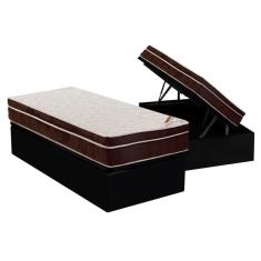 Imagem de Cama Box Baú Solteiro: Colchão Ortopédico Ortobom Exclusive + Base Crc Courano Black(88x188)