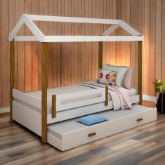 Imagem de Cama Casinha Elisa Branca com Cama Auxiliar