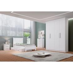 Imagem de Guarda Roupa Solteiro 4 Portas 3 Gavetas - Colibri-Branco - Móveis D'Doro