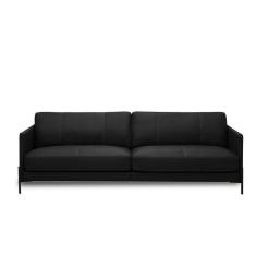 Imagem de Sofá Decorativo Karine 4 Lugares Sala De Estar 270cm Pés Em Aço Couro Preto